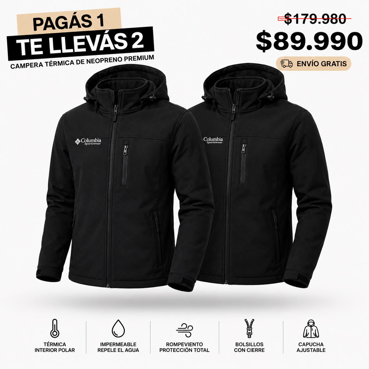 2x1 camperas térmicas de neopreno premium
